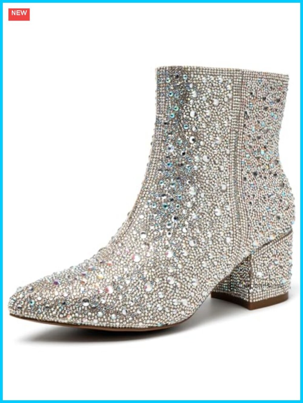 Rhinestone Sparkly Ankle Boots Glitter Cowboy Booties Pointed Toe